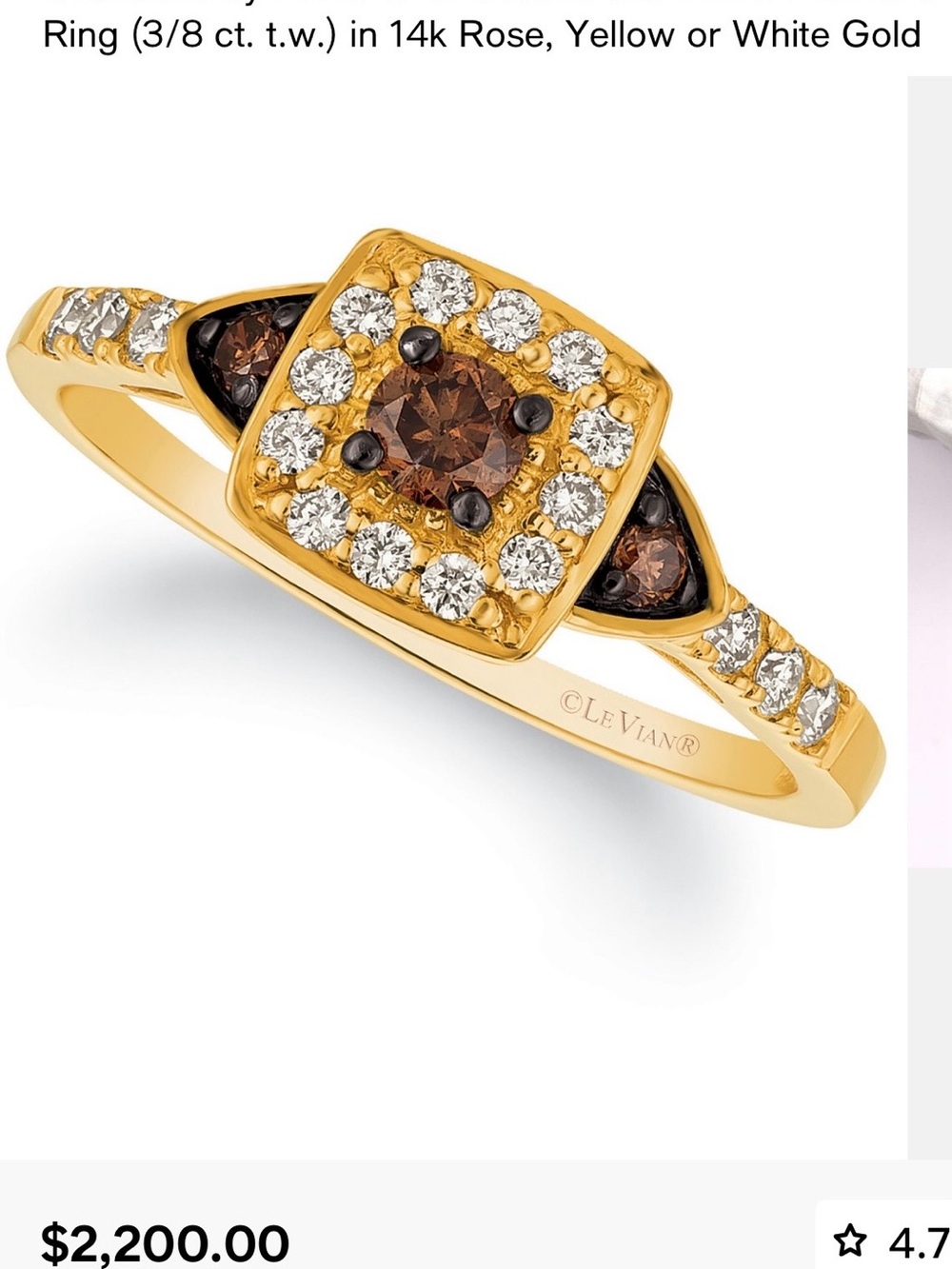 LeVian Chocolate and Vanilla Diamond Ring in 14k Rose Gold